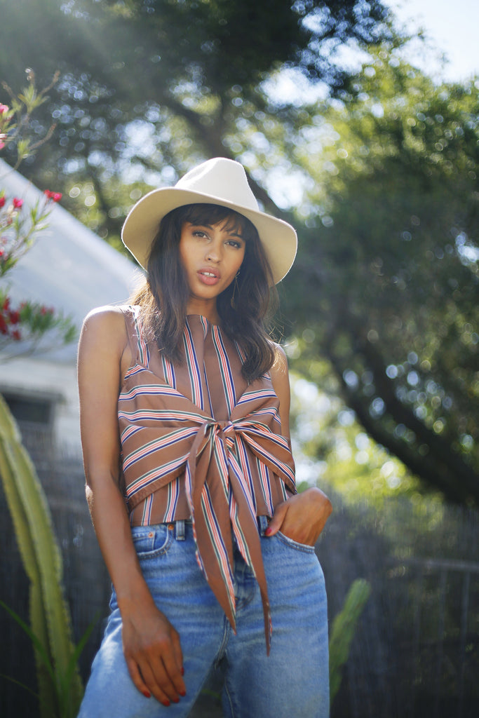 Tie Waist Stripe Top, J.O.A. - Shop Lacuna