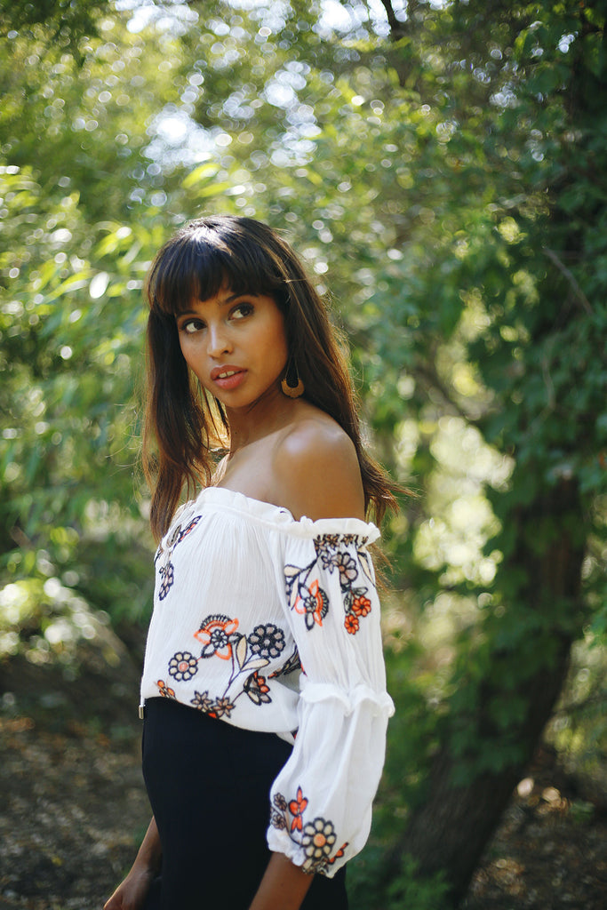Embroidered Off The Shoulder Top by J.O.A. - Shop Lacuna