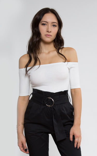 Ivory Off The Shoulder Bodysuit -Shop Lacuna