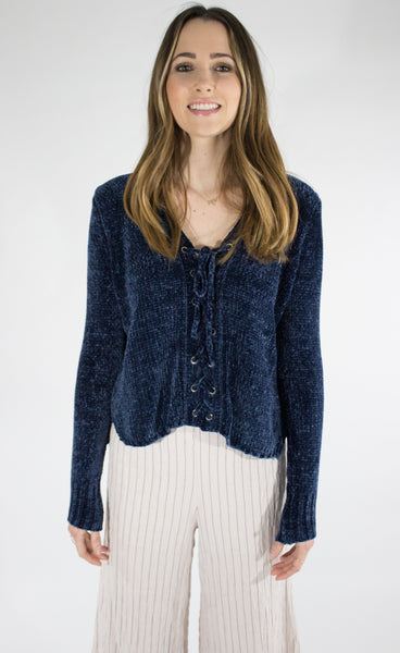 Maya Lace Up Sweater
