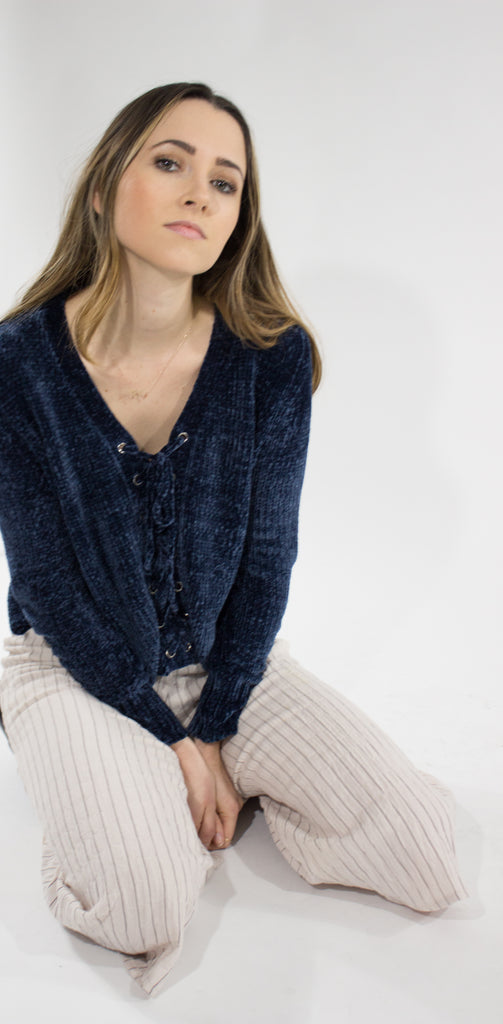 Maya Lace Up Sweater