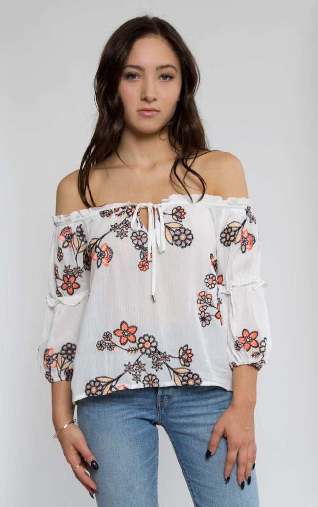 Embroidered Off The Shoulder Top by J.O.A. - Shop Lacuna