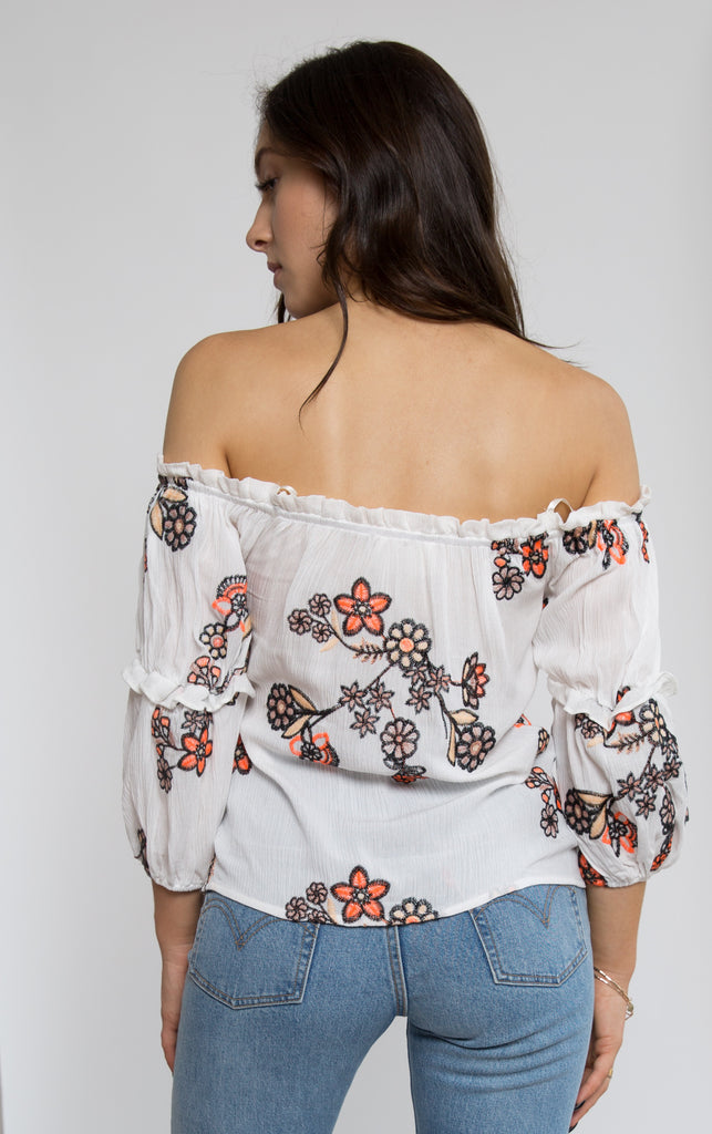 Embroidered Off The Shoulder Top by J.O.A. - Shop Lacuna