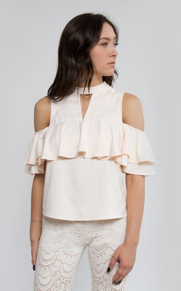 Layered Ruffle Cold Shoulder by J.O.A. - Shop Lacuna