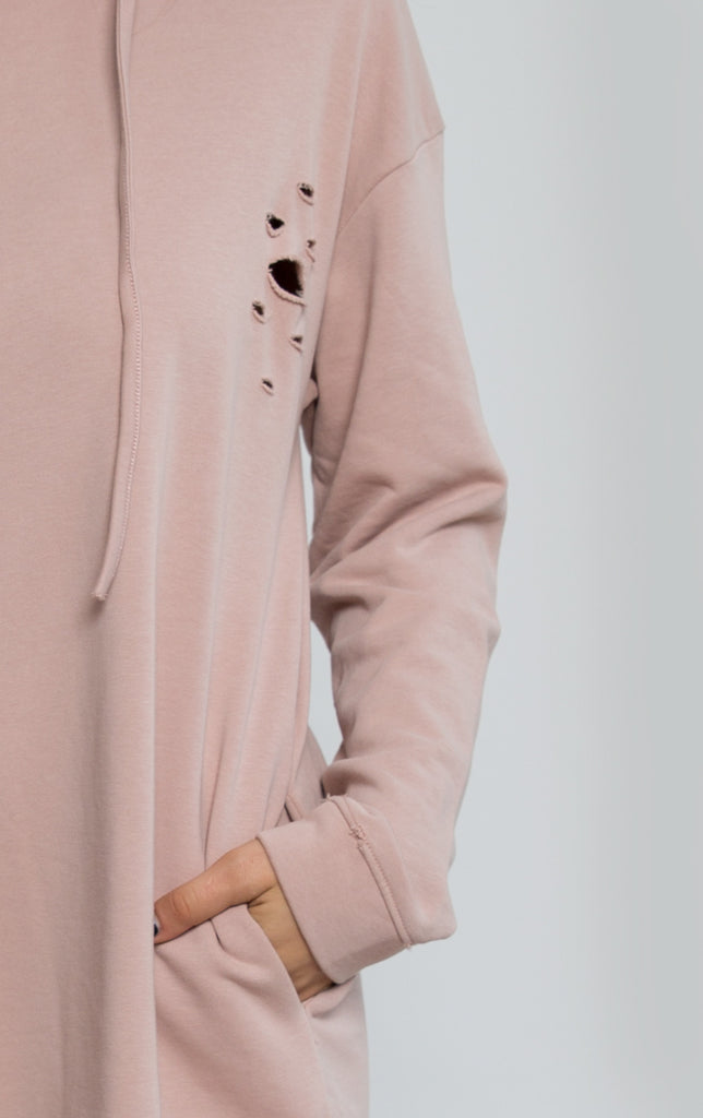 Distressed Hoodie Dress, Honey Punch - Shop Lacuna
